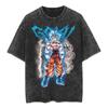 Playera Streetwear Anime Japonés Huo Sombra Dibujos Animados Vintage Lavado Negro Playera para Hombre Algodón Playera Hip-hop Holgada