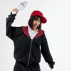 Cardigan com Capuz e Zíper Dupla Face Estampa Xadrez, Estilo Novo Milênio para Outono/Inverno 2026, Streetwear
