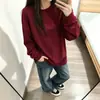 Camiseta Básica Suelta de Manga Larga de Algodón Puro Blanco para Mujer Color Sólido Capa Interior Casual Simple Top Base Otoño