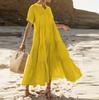 Amazon Site Independente Site Internacional Moda Feminina Plus Size Europeia e Americana Vestido Casual com Lapela de Botão