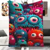 Manta de franela de monstruo pequeño de dibujos animados de Halloween y Navidad de Amazon transfronteriza impresión digital fábrica mayorista directo
