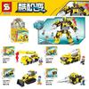 Senbao 712001 Robô Transformável Veículo de Engenharia Escavadeira Rolo Compactador Brinquedo de Blocos de Construção de Engenharia para Meninos Presente