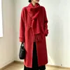 Nuevo suéter de punto de imitación de piel de visón de estilo largo para otoño e invierno, cárdigan de punto de color liso, bufanda de estilo coreano, prenda de abrigo desmontable
