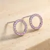 Bestseller transfronterizo: sencillos, exquisitos, compactos, circulares, circonita rosa de nicho, modernos, versátiles, pendientes de diseñador para mujer de alta gama