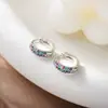 Aretes de Clip de Cobre con Circonita de Color Transfronteriza Microincrustados de Diamante de Tres Filas Aretes Redondos Joyería para Mujer Venta al por Mayor