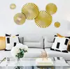Decorações de Parede Redondas combinam Metal Moderno Grande Decorações Penduradas nascer do Sol Prata Decorações Redondas Artesanato de Luxo Leve