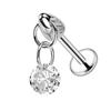 Pendente de Liga de Titânio F136 Transfronteiriço, Piercing para Osso da Orelha, Corpo, Piercing Labial com Zircônia em Forma de Bala, Pronto para Venda