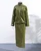 Moda de Calle Transfronteriza Estilo Fresco Silueta Brillante Cremallera Chaqueta de Piel Sintética Falda Recta de Cintura Alta Conjunto Atuendo de Verano para Mujer