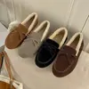 Nuevos Zapatos de Algodón Planos Cálidos Engrosados con Felpa, Estilo Retro, Talla Grande, para Mujer, sin Cordones, de Corte Bajo, para Conducir, Otoño/Invierno 2024