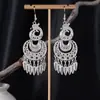 Pendientes Largos con Borlas de Imitación Plata Miao Estilo Étnico para Mujer, Mariposa Pavo Real Flor Pendientes Largos, Pendientes Estilo Bohemio para Fotografía de Viaje