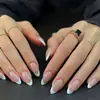 Acabado Usar Armadura Simples Branco Amêndoa Borda Francesa Adesivo de Unha Removível Unhas Postiças