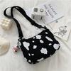 Bolso de Hombro de Vaca Estilo Japonés Lindo Estilo Harajuku Chic Coreano Estilo Vintage Bolso Cruzado de Lona para Chica Suave