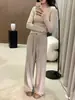 5werkwen: Calça de malha de perna larga, relaxada e fácil de usar, com acabamento em lã e cordão