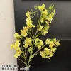 Buquê amarelo multi-cabeça longo ramo rosa peônia hortênsia amarelo claro casamento estrada de casamento fundo de chumbo flor falsa flor de seda
