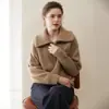 Suéter de Cachemira 100% con Cuello Polo y Media Cremallera para Mujer, Holgado, Grueso, Ropa de Lana, Jersey, Manga Raglán, Tejido, Capa Base Superior