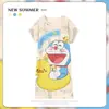 Pijama Feminino Verão Manga Curta Fino Desenho Animado Pequeno Fresco Fofo Estilo Ins Solto Camisola Doce Estudante Roupas de Casa