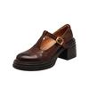 Zapatos de plataforma gruesa con tacón grueso para mujer, estilo retro, moda única, para niños, de altura baja, con tira en T, tacón alto, Mary Janes