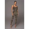 Macacão Colete Feminino Estampado Sem Mangas de Comércio Exterior com Gola Quadrada de Linha Costurada Costas Abertas Levanta Bumbum Slim Macacão Esportivo Pronto para Venda