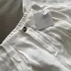 Vibe Elegante Turbina Seu Estilo! Calça de Linho Branca de Cintura Alta com Pernas Largas e Caimento Relaxado para Mulheres, Verão 2026