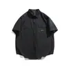 Chegada Nova 2025 Marca da Moda Masculina Bolso Irregular Roupa de Trabalho Manga Curta Camisa Top Jaqueta Camisa de Verão para Meninos