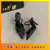 Tacones de aguja estilo francés con detalle de lazo, sandalias de tacón destalonadas, nueva colección primavera 2026, tacones altos de punta con lunares dulces y femeninos para mujer