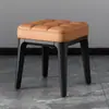 Taburete redondo de plástico grueso para uso doméstico, taburete de escritorio moderno y simple, silla de comedor, taburete bajo, banco de repuesto apilable