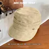 Sombrero octogonal de gamuza plisado de ala ancha color liso estilo coreano y japonés, boina casual vintage, sombrero versátil de primavera y otoño
