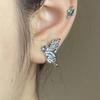 Danzarina Bioquímica/Arete de Plata de Ley Aretes de Mariposa Azul Diseño de Nicho Aretes de Presión Moda Avanzada Aretes Versátiles