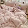 Nuevo modelo 2025 juego de ropa de cama de algodón de cuatro piezas con encaje de algodón, funda de edredón, sábana, juego de ropa de cama de tres piezas para dormitorio
