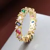 Venta Caliente Transfronteriza Moda Versátil Estilo Europeo y Americano Anillo Personalidad Cuadrado Irregular Banda de Anillo Pavimentada con Circonita Joyería