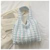 Bolsa de Ombro Fofa Plissada Estilo Bolha Nova Moda Inverno 2023 Bolsa Tote de Cor Contrastante Grande Capacidade Bolsa Casual para Mulheres