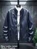 Jaqueta Masculina de Couro PU Selecionada Cuidadosamente na Baixa Temporada, Estilo Moda Coreana Primavera e Outono, Forrada com Lã e Espessada, Jaqueta de Couro Biker Estilosa para Homens