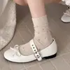 Calcetines retro florales suaves estilo francés para principios de otoño para mujer, calcetines de media pantorrilla, calcetines versátiles elegantes estilo ins para apilar, calcetines largos