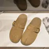 Chinelos de meia-temporada grossos estilo Birkenstock retrô de um passo para mulheres, para usar ao ar livre, camurça, sola macia, bico fechado 2026