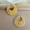 Atmósfera de Otoño e Invierno Pendientes Trenzados de Lana Coloridos Difuminados para Mujer Pendientes de Aro Coloridos Morandi Diseño de Nicho para Mujer