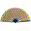 Abanico de Kung Fu Fluorescente para Rave Transfronterizo Estampado de Leopardo Abanico de Sonido UV Purpurina 33cm Marco de Bambú El Más Vendido en Amazon Abanico Grande Material de Bambú