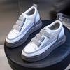 Velcro Couro Genuíno Malha Respirável 2026 Novos Sapatos Casuais de Moda de Verão Sapatos Versáteis Planos Respiráveis Salto Alto Feminino
