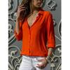 Camisa de Chifón de Manga Larga con Botones y Escote en V Profundo para Mujer de Ebay Amazon