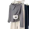 Cárdigan de punto de color liso irregular con solapa y doble cremallera para mujer, otoño e invierno, diseño único, chaqueta suéter top