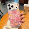 Funda de Teléfono de Flor Tridimensional Adecuada para iPhone 17 Max Rosa Manzana 16 Pro Transparente con Brillo en Relieve y Agujero Grande