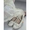 Elegantes Zapatos de Encaje Bordado con Cordones para Mujer, Tendencia 2026 Estilo Chino Nuevo Hanfu Zapatos Mary Jane de Tacón Grueso