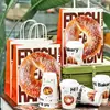 Bolsa de Papel Kraft para Panadería de Celebridad de Internet, Bolso de Mano, Bolsa para Empaque de Café, Bolso de Mano para Té con Leche, Bolsa para Llevar Bebidas, Personalización