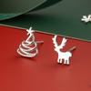 Pendientes de Navidad directos de fábrica para mujer, copo de nieve, alce, aguja de plata 925, pendientes para mujer, regalo, joyería para orejas de celebridad de internet con temperamento