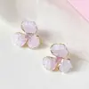 Pendientes de Flor Dorada de Cristal Coreano Rosa Inspirados en el Diseño, Nuevos Pendientes de Lujo Ligero de Alta Gama de Moda para Mujer