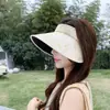 Sombrero Visera de Seda Helada Estampado Versátil Moda de Verano Estilo Coreano para Mujer, Protección Solar al Aire Libre Sombrero Pinza para el Cabello Bloqueador de UV