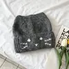 Gorro de Punto Bordado con Orejas de Gatito Dulces y Lindas para Mujer Otoño/Invierno Cobertura para Cabeza Cálida para Clima Frío Gorro de Lana