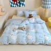 Estilo Ins A Terciopelo de Leche Cálido con forro polar Producto Único Funda de Edredón Funda de Almohada Otoño e Invierno Cubre Edredón Individual Doble Cama Suministros para la Parte Superior
