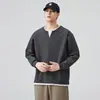 Ropa de Hombre Fengshe / Sudadera Nueva de Hombre con Cuello Redondo, Falso Dos Piezas de Manga Larga, Cuello Henry, Top Versátil, Primavera y Otoño 2026