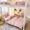 Juego de ropa de cama de cuatro piezas de algodón lavado, estilo nórdico simple con bordes festoneados, funda de edredón y sábana bajera, juego de tres piezas para dormitorios de estudiantes, adecuado para todas las estaciones