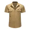 Camisa de Trabajo de Manga Corta para Hombre de Verano Color Sólido Cuello de Solapa Casual Holgada para Exteriores Tallas Grandes Delgada Transpirable Camisa para Hombre